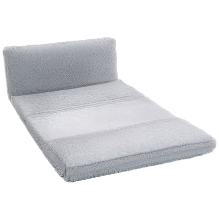 Bean Bag Floor Sofa Bed, Contemporary Plush Wide Folding Floor Mattress, Foam Filling Wall Couch Sleeper, Light Gray