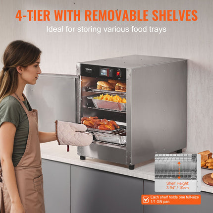 Hot Box Food Warmer 4-Tier Concession Warming Cabinet With Water Tray For Pizza