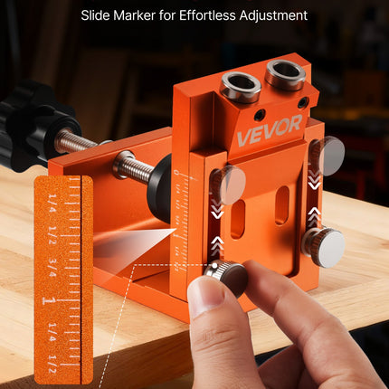 Pocket Hole Jig Kit, 0.47 To 1.89 In Adjustable, Jig Pocket Hole System With Step Drill, Hex Wrench, Drill Stop Ring, Square Drive Bit, Plugs And Screws, Reinforced Metal Frame, For Woodworking