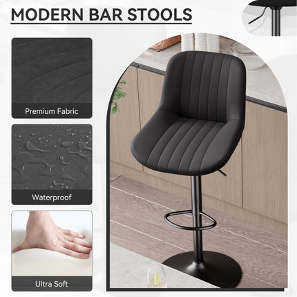 Bar Stools, Adjustable Modern Swivel Bar Stools With Backs, Counter Height Performance Fabric Island Chairs For Home Kitchen