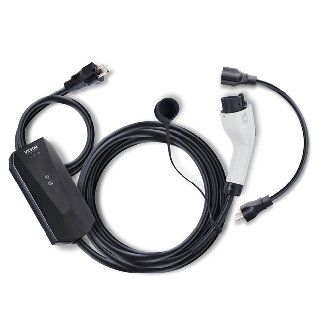 Portable EV Charger, 16 Amp 120V Or 240V, Electric Vehicle Charger With 28-Foot Charging Cable NEMA 6-20P Plug NEMA 5-15 Adapter, Plug-in Home EV Charging Station For SAE J1772 EVs
