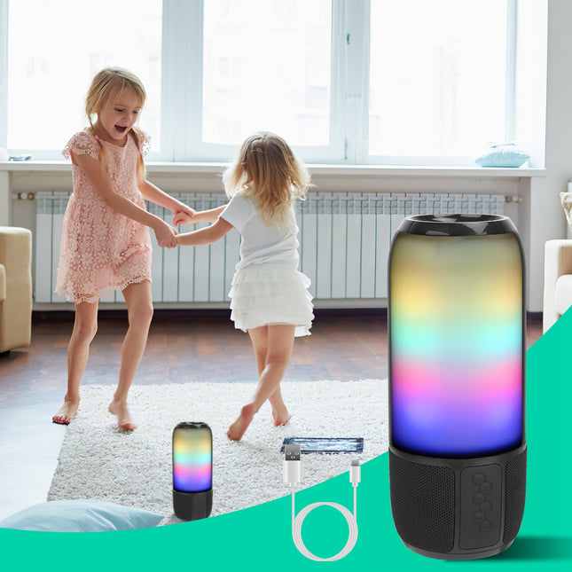 1Pc Wireless Portable Speaker Loud Stereo Speaker With 6 Color Changing Lights Radio Party TWS Speaker For Home Outdoor Travelling