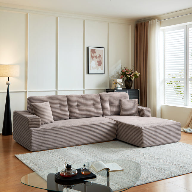 Left-Facing Chaise,L Shape Modular Sectional Sofa, Compressed Sectional Sofa Modern Minimalist Style Corduroy Couch,Unfold Into A Bed, Bedroom, Comfy Compressed Sofa