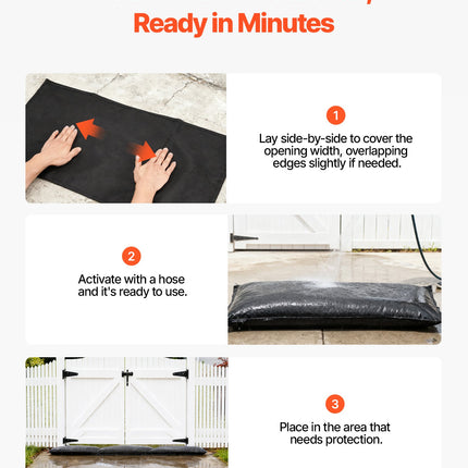 Flood Barrier, 6 Pack, 2.7 X 1.4 Ft Flood Bags Activated By Water, Reusable Water Absorbent Barrier, Sandless Sandbags Blockage, Flooding Prevention Bags For Home, Doorways, Basement, Garage