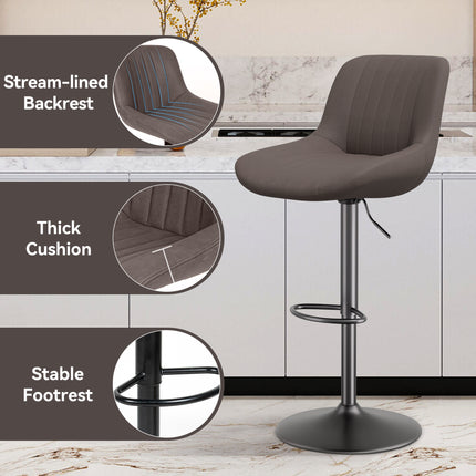 Bar Stools, Adjustable Modern Swivel Bar Stools With Backs, Counter Height Performance Fabric Island Chairs For Home Kitchen