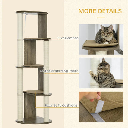 Corner Modern Cat Tree Tall For Climbing, Large Multilevel Cat Tower With Scratching Posts, Small-Fit Kitten Tower With Sisal, Cream White