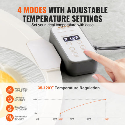 Electric Warming Tray Rollable Food Warming Mat W/ Temp Control For Buffet