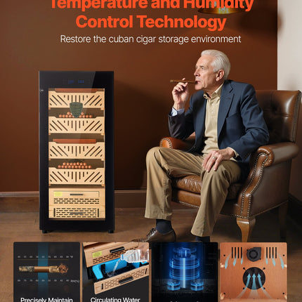 105L Electric Cigar Humidor Cooler Cabinet 1000 Counts With Compressor Cooling