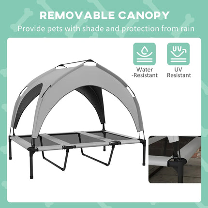 Elevated Dog Bed With Canopy, Raised Outdoor Pet Bed For Camping With Washable Breathable Mesh, 42'' X 30'' X 3'' , Tiktok