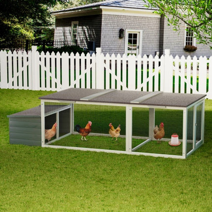 20.93ft  Large Wooden Chicken Coop Outdoor Hen House With Nesting Box  Weatherproof Asphalt Roof Walk In Poultry Cage With Secure Locks Metal Mesh Run For  Farm Use