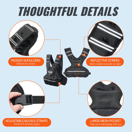 Adjustable Weighted Vest, 20-32lb Weight Vest With 6 Ironsand Weights And  Reflective Stripe, Body Weight Vest Exercise Set For Men Women, Workout Equipment For Strength Training Running Jogging