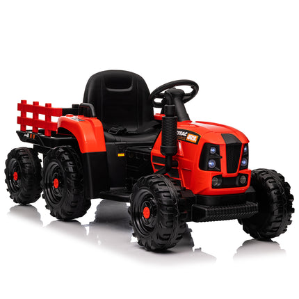Ride On Tractor With Trailer,24V 400W Powered Electric Tractor Toy W Remote Control,electric Car For Kids,Three Speed Adjustable,Power Display, USB,MP3 ,Bluetooth,LED Light,Two-point Safety Belt.