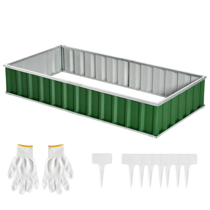 Raised Garden Bed, Galvanized Metal Planter Box For Vegetables Flowers Herbs, Green