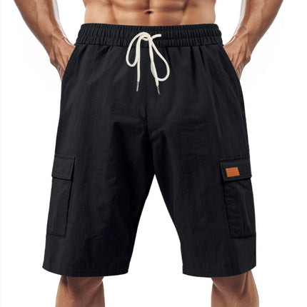 Loose Sports And Leisure Solid Color Linen Drawstring Shorts