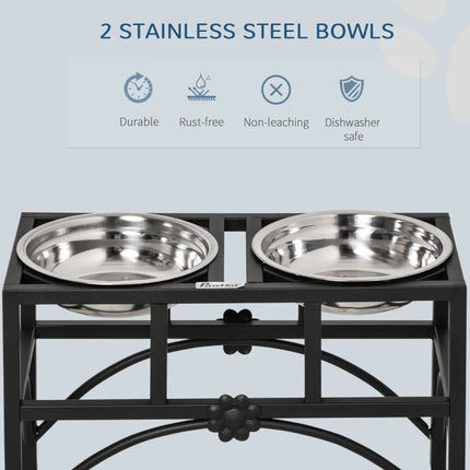Double Stainless Steel Heavy Duty Dog Food Bowl Elevated Pet Feeding Station
