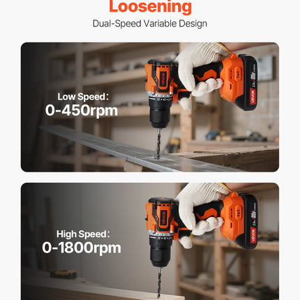 Cordless Drill Driver, 1/2 Inch Metal Chuck, Brushless Motor, Dual-Speed Variable, Drill Driver Kit With Lithium Battery And Charger, Tool Box, For Wood And Metal Drilling, Screw Driving