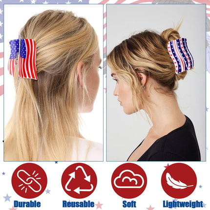 3Pcs American Flag Shaped Claw Clips USA Patriotic 4th Of July Design Hair Accessories Red White And Blue Hair Clips For Independence Day Veterans' Day Clearance