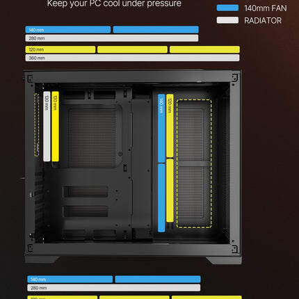 Mid-Tower PC Case Dual Chamber Gaming Computer Case For ATX Motherboard No Fan