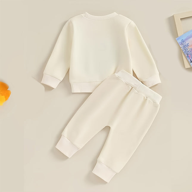 Baby Girl's 2-Piece Letter Print Sweater Set Long Sleeve Pullover And Jogger Pants With Drawstring Waist