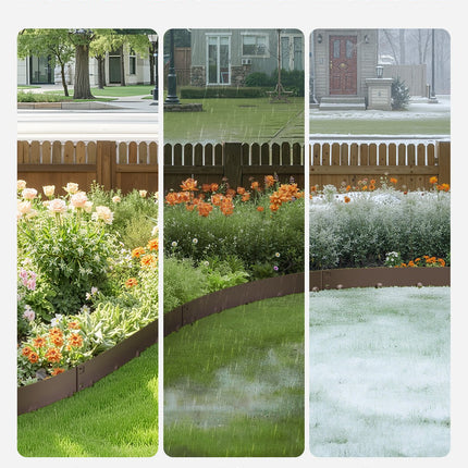 Steel Landscape Edging 5 Packs 39x3in Rust-Resistant Garden Edging Border Brown