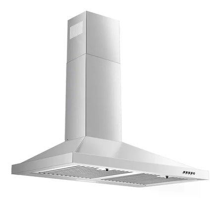 Range Hood 30 Inch, Wall Mount Range Hood Ducted/Ductless, Kitchen Hood In Stainless Steel, Vent Hood With Baffle Filters, 3 Speed Fan, Push Button Control, Energy-Saving LED Light