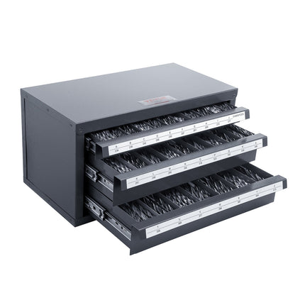 Drill Bit Dispenser Cabinet, Three-Drawer Drill Bit Organizer Cabinet For A To Z, Steel Drill Dispenser Organizer Cabinet With Labels, Stackable Drill Dispenser For Drill Bit Storage