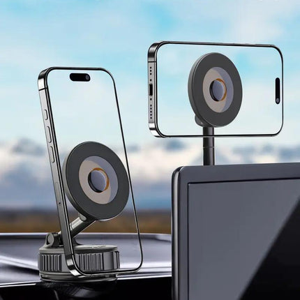 Newly Upgraded Retractable Car Mobile Phone Holder 360 Magnetic Vacuum Suction Cup One-click Safety Lock Ultra-compact Design
