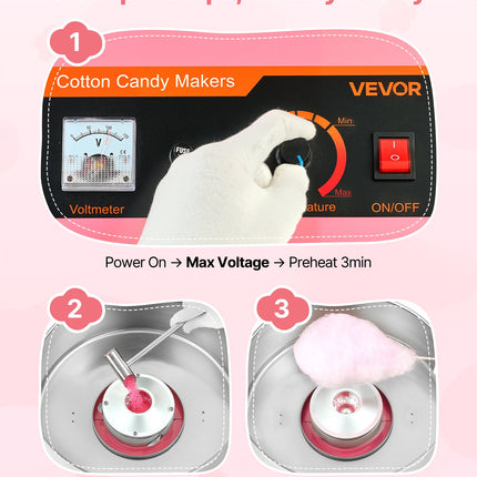 Commercial Cotton Candy Machine Electric Sugar Floss Maker Stainless Steel Pink