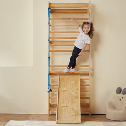 Swedish Ladder Wall Gym 5 In 1 Wooden Indoor Playground Climbing Toys