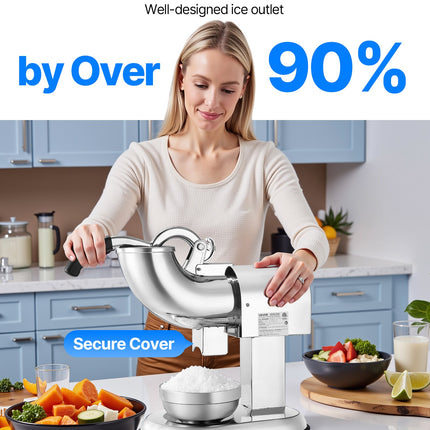 Commercial Ice Crusher 440LBS/H Electric Snow Cone Maker Shaved Ice Silver