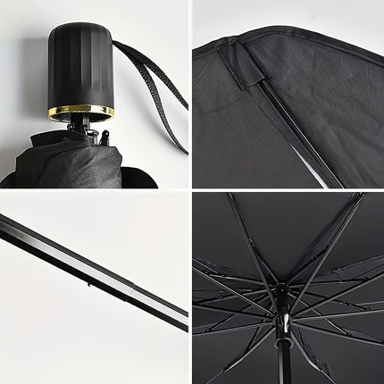 UPF50-Sunshade-UPF50- Compact Roll-Up Sunshade For Front Window - Heat Insulation And UV Protection, Easy-to-Use Auto Interior Accessory, Fits Most Vehicles, Sun Protection Curtain, Sleek Black Umb