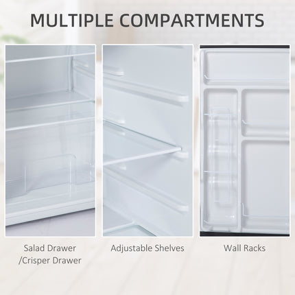 3.2 Cu.Ft Mini Fridge with Freezer, Single Door Compact Refrigerator with Adjustable Thermostat, Shelf and Reversible Door for Bedroom, Dorm, Home Office, Energy Efficient, Silver