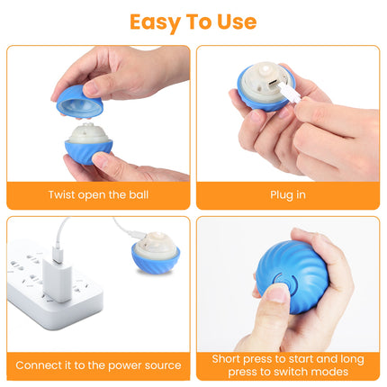 1Pc Cat Toys Ball Fast Rolling In Pouch Rechargeable Motion Activated Interactive Cat Toys For Indoor Cats Hide And Seek Mouse Catching Game
