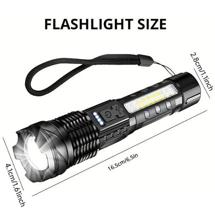 Rechargeable LED Flashlight Tactical Torch Police Super Bright Work Light Camping Lamp 3 Lighting Modes  USB Charging