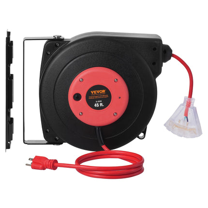 Retractable Extension Cord Reel Power Cord Reel 45FT 12AWG/3C SJTOW
