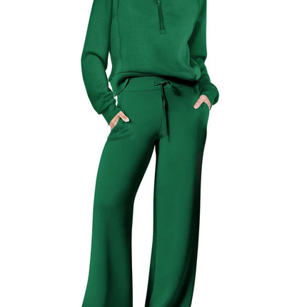 Leisure Sports Suit Long-sleeve Zipper Sweatshirt Wide Leg Pants Two-piece Set