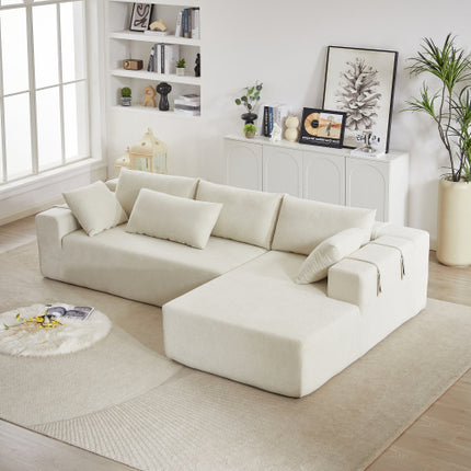 Modern Chenille Upholstered Sectional Sofa Couch Set,Modular 108 L Shaped Sectional Living Room Sofa Set With 6 Pillows,Free Combination Sofa Couch For Living Room,Bedroom