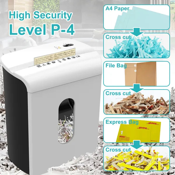 Woolsche Paper Shredder, P-4 Security Level,15-Sheet Cross Cut With 5.8-Gallon Pull Out Bin, Shred Paper And Credit Card/CD For Office Use