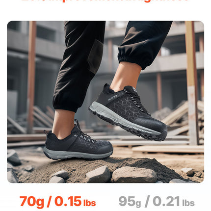 Steel Toe Shoes For Men, US Size 9.5, Men’s Cushion Sport Safety Toe Athletic Work Shoe, Indestructible Safety Sneakers Lightweight,Breathable Industry Construction Work Shoes, Black