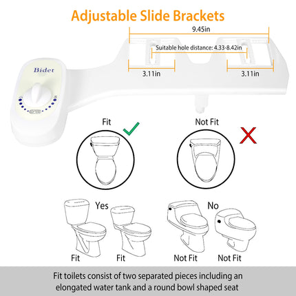 Bidet Water Spray No Electric Mechanical Bidet Toilet Seat Attachment Adjustable Water Pressure