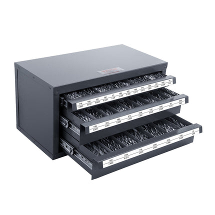 Drill Bit Dispenser Cabinet, Three-Drawer Drill Bit Organizer Cabinet, Steel Drill Dispenser Organizer Cabinet With Labels, Stackable Drill Dispenser For Drill Bit Storage