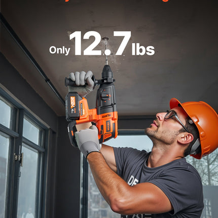 20V SDS-Plus Brushless Cordless Rotary Hammer Drill Kit 1 In 1200RPM 4 Functions