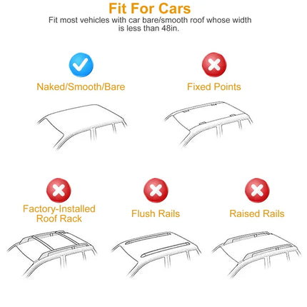 47.24in Universal Top Roof Rack Cross Bar Cargo Carrier Aluminum Crossbar Rack With 165LBS Capacity Fit For Most Vehicle Wagon Car Without Roof Side Rail