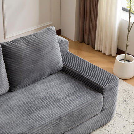 Loveseat Sofa, Comfortable Deep Seat Sofa Bed, Modern Small Corduroy Couch For Living Room Bedroom,Reversible Cushion With Pillows,No Assembly Required,Dark-grey