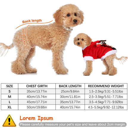 1Pc Pet Christmas Clothes Santa Claus Reindeer Antlers Costume Winter Outfit New Year Coat For Small Medium Dogs Cats
