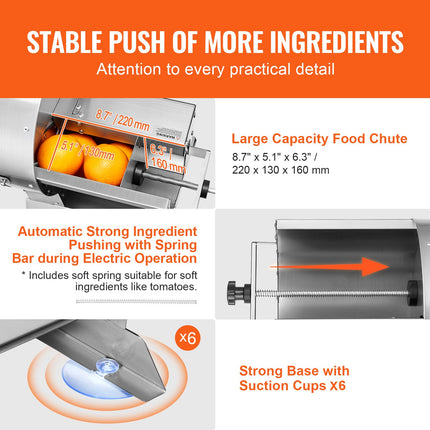 Electric Vegetable Slicer, 0-0.5'/0-12mm Thickness Adjustable Commercial Slicer Machine, Convertible To Manual, Stainless Steel Food Cutter Slicing Machine, Large Feed Port For Potato, Tomato