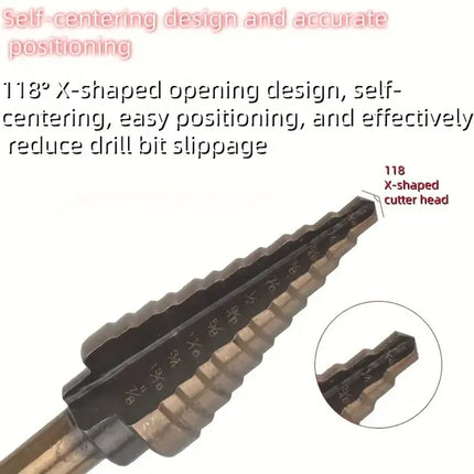 5pcs Baked Yellow Hair Black Step Drill Triangular Shank High-speed Steel Pagoda Drill Hole Opener Set