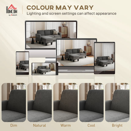 Sectional Sofa, L Shaped Couch, with Reversible Chaise or Ottoman, Dark Gray