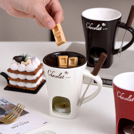 Fondue Mug Set Chocolate Cheese Ice Cream Fondue Maker Kit Individual Butter Melter Cup Small Warmer Kitchen Gadgets