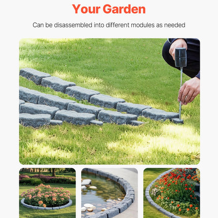 Fake Stone Landscape Edging 46.2 X 2.2 In Garden Lawn Edging Border For Walkway